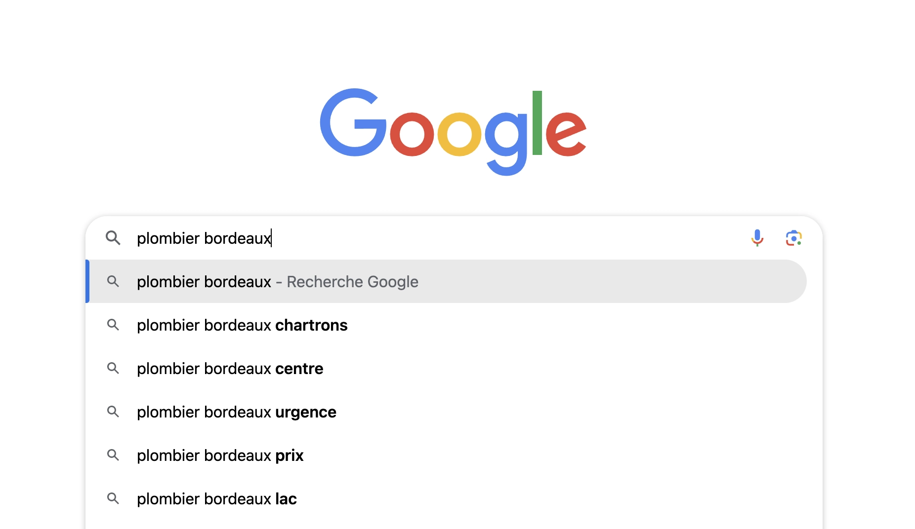 Recherche plombier google